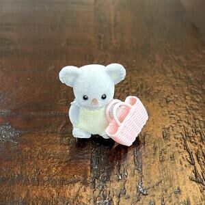 Calico Critters Koala Baby Figure w/ Pink Basket Accessory Replacement Toy
